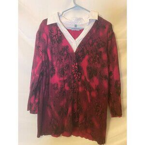 Essentials Women’s Plus Size 3X Pink Sweater 24W Long Sleeve Top Shirt